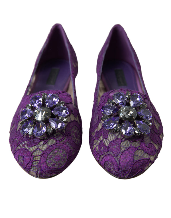 Lila Vally Taormina Spitze Kristalle Flats Schuhe