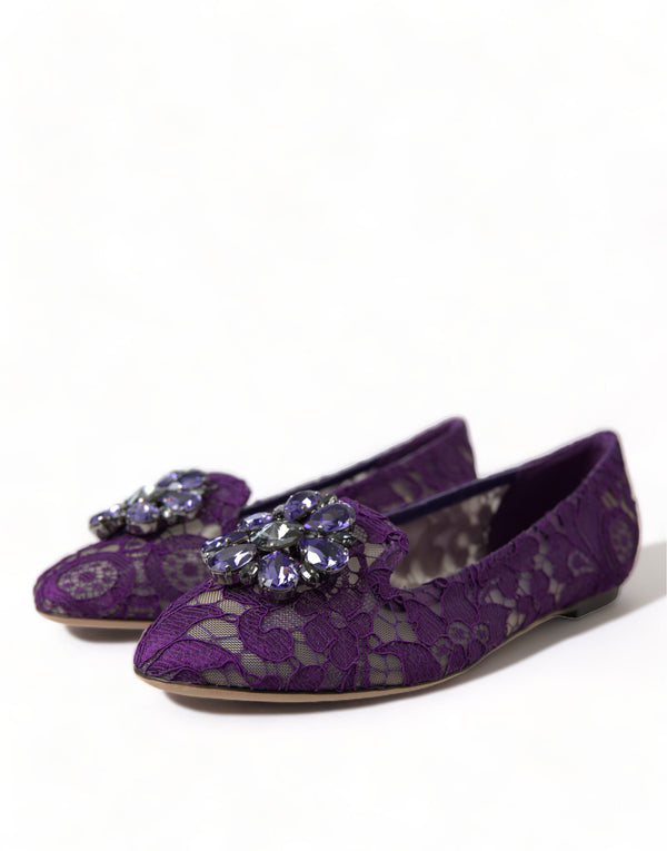 Lila Vally Taormina Spitze Kristalle Flats Schuhe