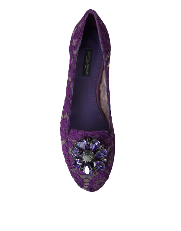 Lila Vally Taormina Spitze Kristalle Flats Schuhe