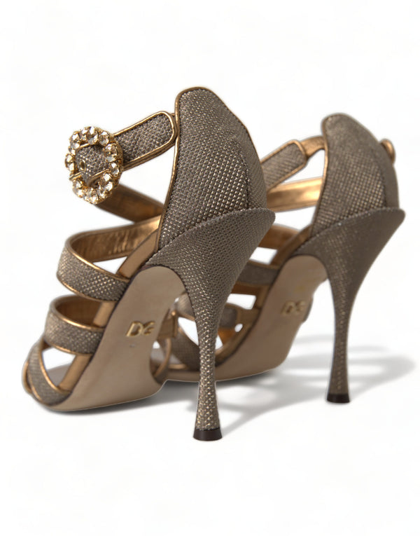 Bronze Crystal Strap Heels Sandalen Schuhe