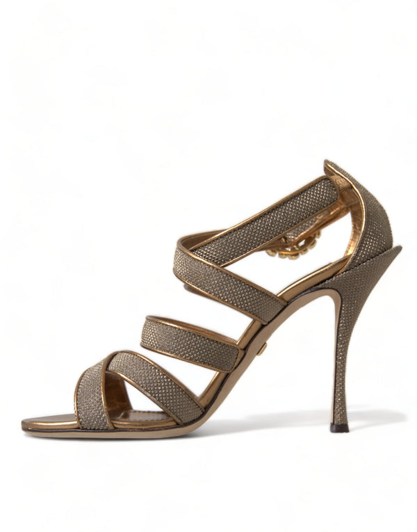Bronze Crystal Strap Heels Sandalen Schuhe