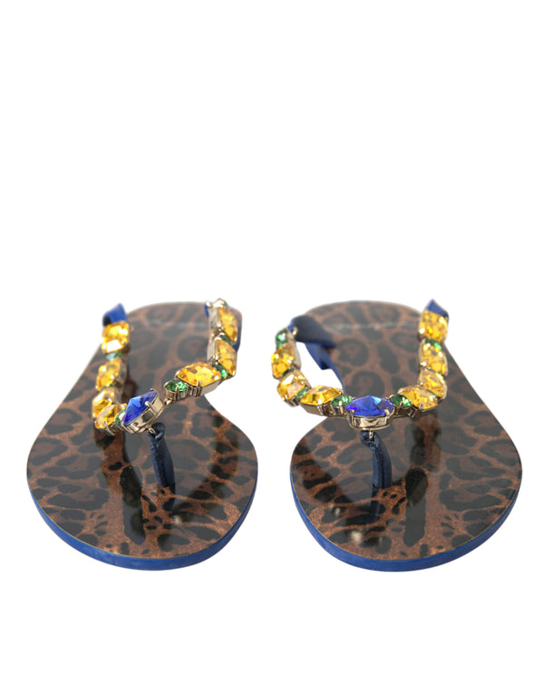 Blau Kristalle Flats Sandalen Beachwear Schuhe