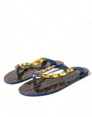 Blau Kristalle Flats Sandalen Beachwear Schuhe