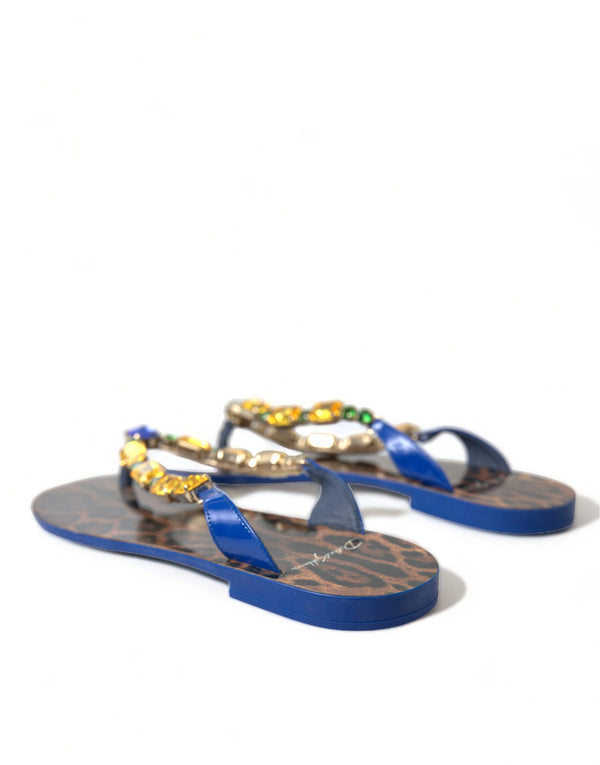 Blau Kristalle Flats Sandalen Beachwear Schuhe