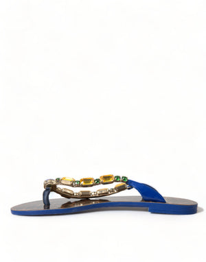 Blau Kristalle Flats Sandalen Beachwear Schuhe