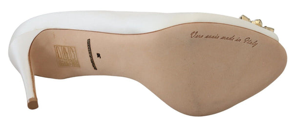 Satin Pumps mit weißem Kristall-Absatz