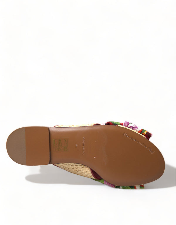 Multicolor Floral Flats Kristall Sandalen Schuhe