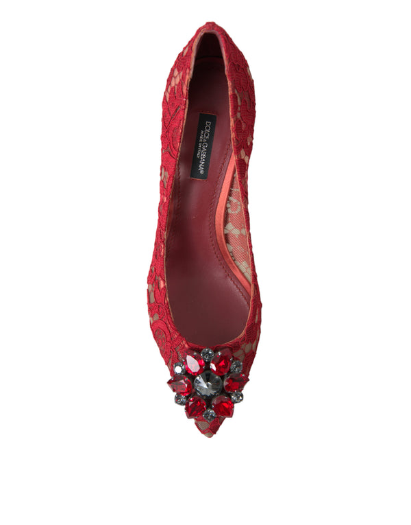 Rot Taormina Spitze Kristall Heels Pumps Schuhe