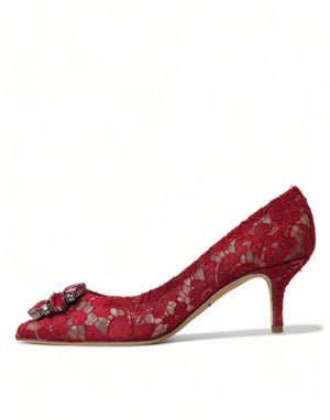 Rot Taormina Spitze Kristall Heels Pumps Schuhe