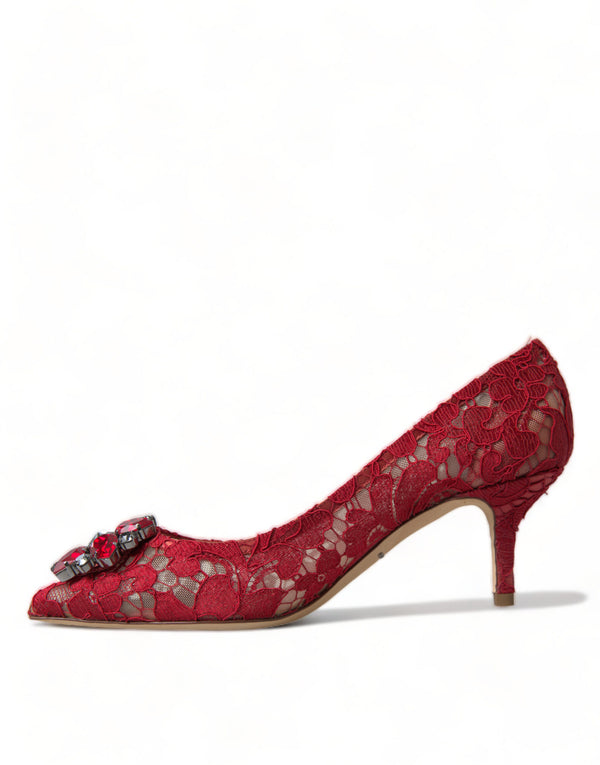 Rot Taormina Spitze Kristall Heels Pumps Schuhe