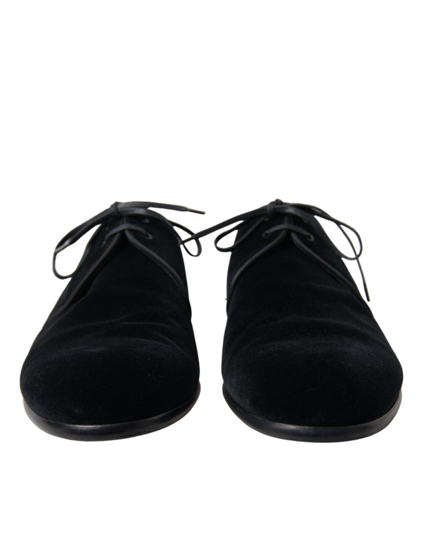 Schwarze Samtschnürer für formelle Derby-Schuhe