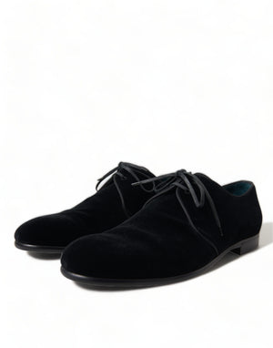 Schwarze Samtschnürer für formelle Derby-Schuhe