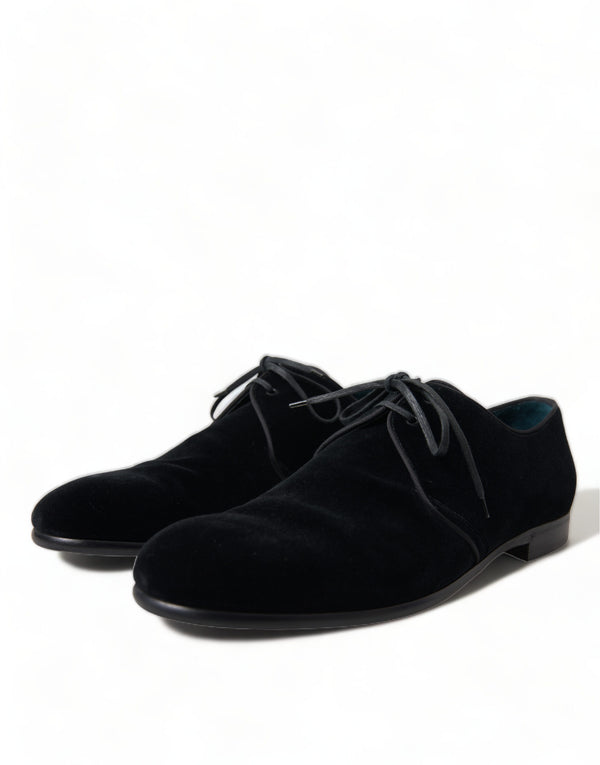 Schwarze Samtschnürer für formelle Derby-Schuhe
