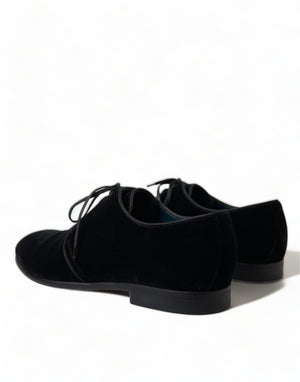 Schwarze Samtschnürer für formelle Derby-Schuhe