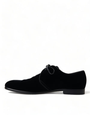 Schwarze Samtschnürer für formelle Derby-Schuhe