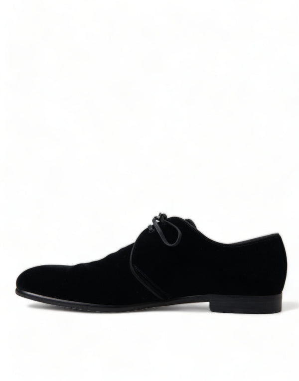 Schwarze Samtschnürer für formelle Derby-Schuhe
