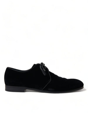 Schwarze Samtschnürer für formelle Derby-Schuhe