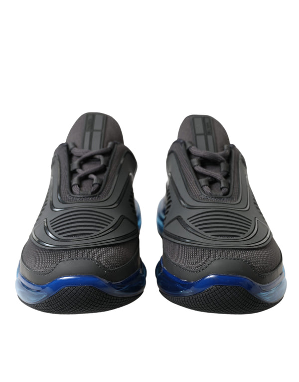 Schwarz Blau Rubber Knit Slip On Low Top Sneakers Schuhe