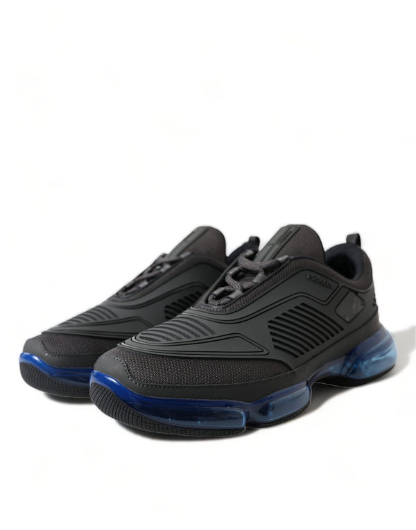 Schwarz Blau Rubber Knit Slip On Low Top Sneakers Schuhe