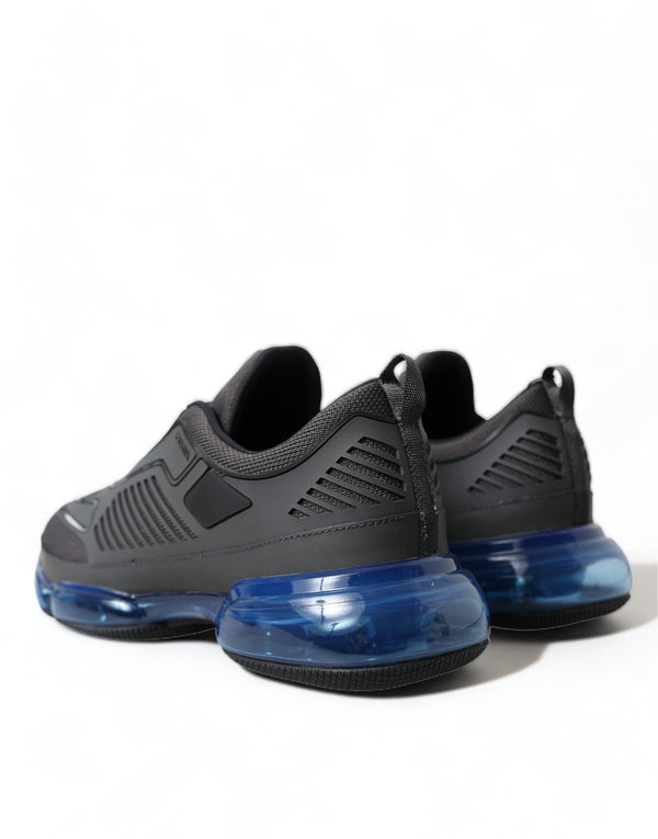Schwarz Blau Rubber Knit Slip On Low Top Sneakers Schuhe