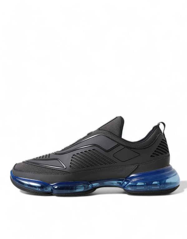 Schwarz Blau Rubber Knit Slip On Low Top Sneakers Schuhe