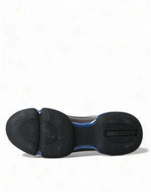 Schwarz Blau Rubber Knit Slip On Low Top Sneakers Schuhe