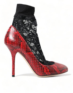 Rote Ayers Leder Schnürsocken Pumps Schuhe