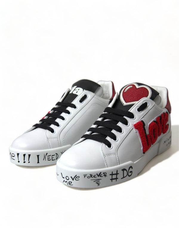 Weiß Love Patch Portofino Klassische Turnschuhe Schuhe
