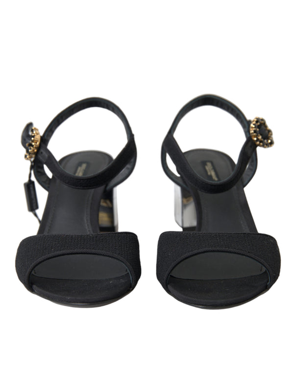Schwarze Kristalle Riemchensandalen Schuhe