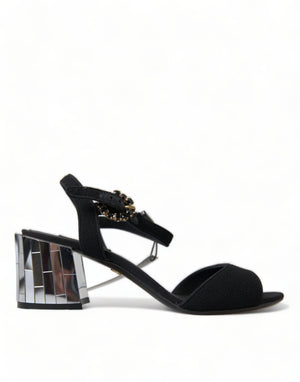 Schwarze Kristalle Riemchensandalen Schuhe