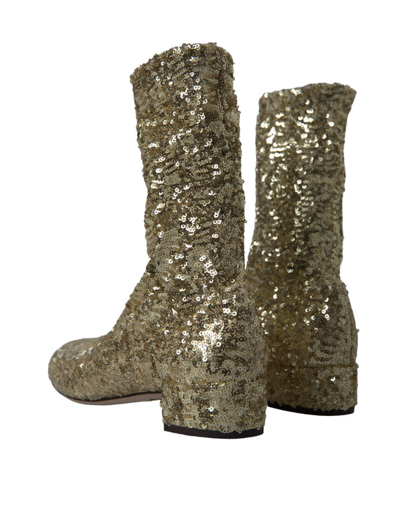 Gold Pailletten kurze Stiefel Stretch Schuhe