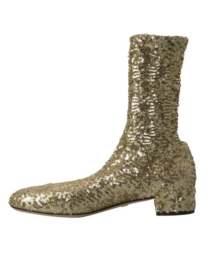 Gold Pailletten kurze Stiefel Stretch Schuhe