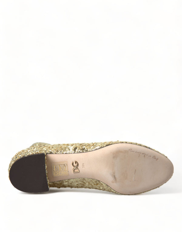 Gold Pailletten kurze Stiefel Stretch Schuhe