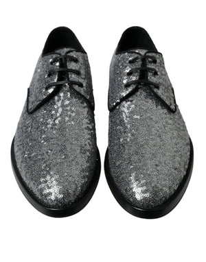 Silberne paillettenbesetzte Schnürschuhe für Männer Derby Dress Schuhe