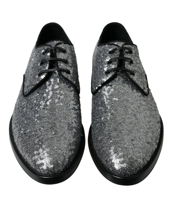 Silberne paillettenbesetzte Schnürschuhe für Männer Derby Dress Schuhe