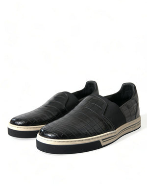 Schwarz Kroko Exotische Leder Turnschuhe Schuhe