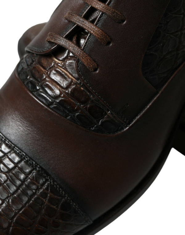 Braune Exotische Leder Schnürschuhe Oxford Dress Schuhe