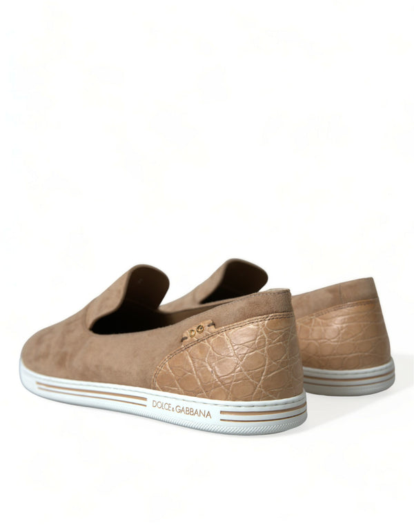 Beige Wildleder Kaiman Männer Loafers Pantoffeln Schuhe