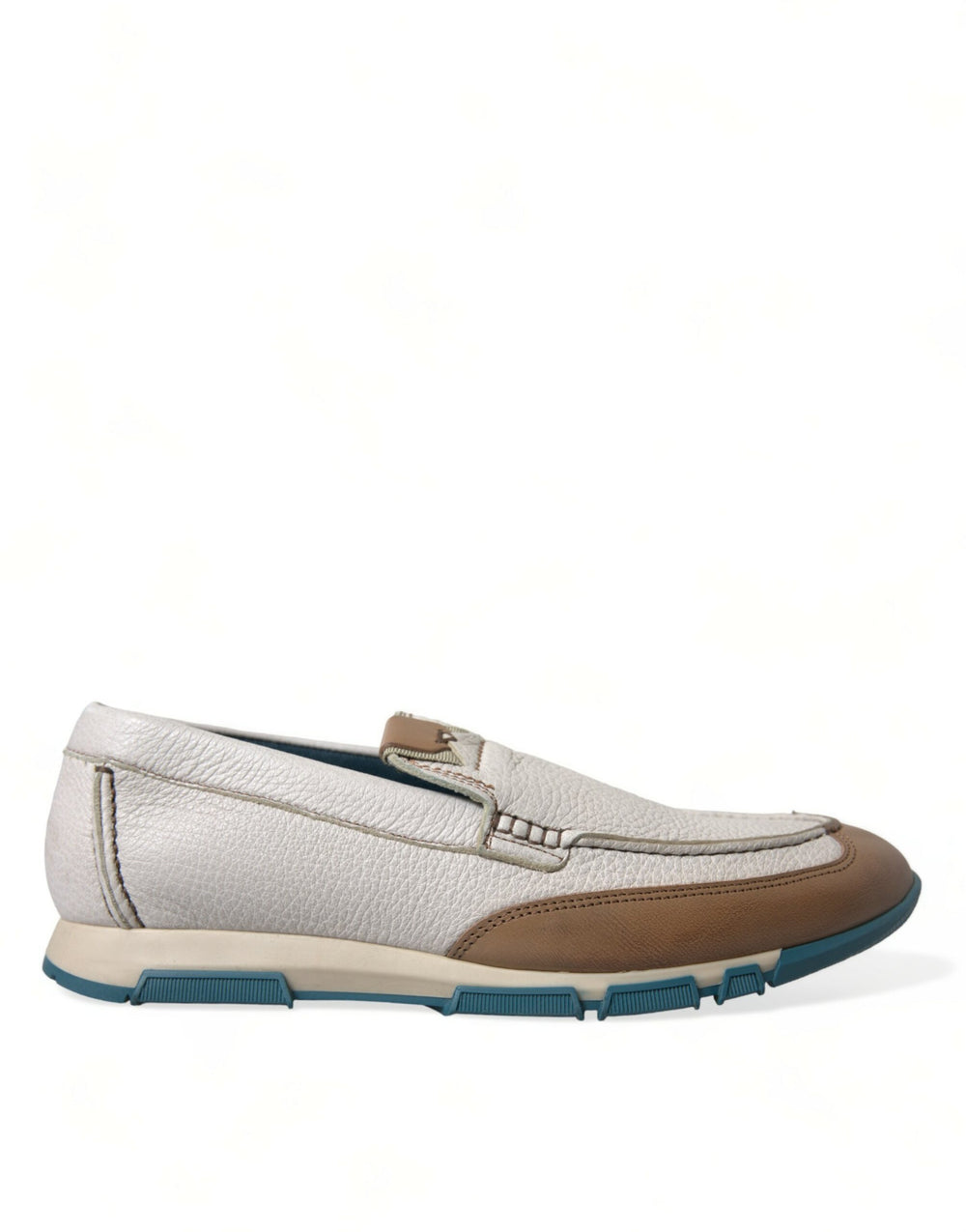 Weiß Braun Leder Slip On Männer Mokassin Schuhe