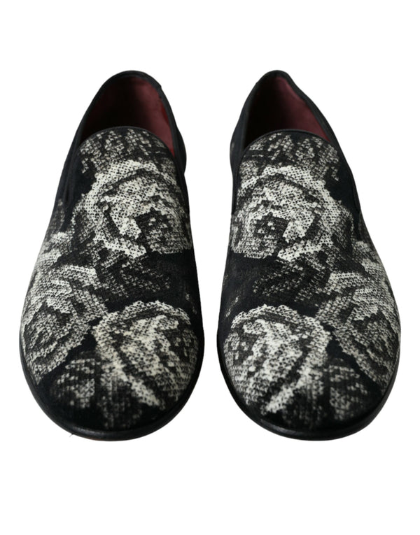 Schwarz Floral Hausschuhe Männer Loafers Kleid Schuhe