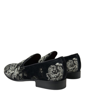 Schwarz Floral Hausschuhe Männer Loafers Kleid Schuhe