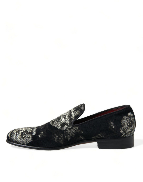 Schwarz Floral Hausschuhe Männer Loafers Kleid Schuhe
