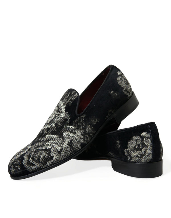 Schwarz Floral Hausschuhe Männer Loafers Kleid Schuhe