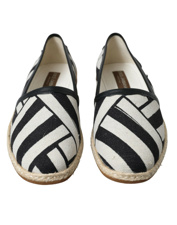 Beige Schwarz Gestreifte Canvas Espadrilles MONDELLO Schuhe