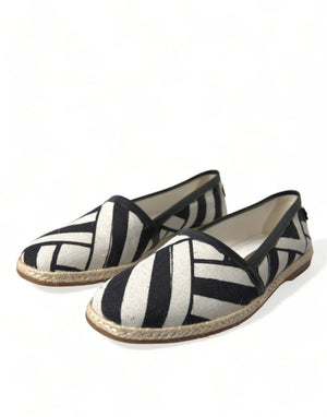 Beige Schwarz Gestreifte Canvas Espadrilles MONDELLO Schuhe