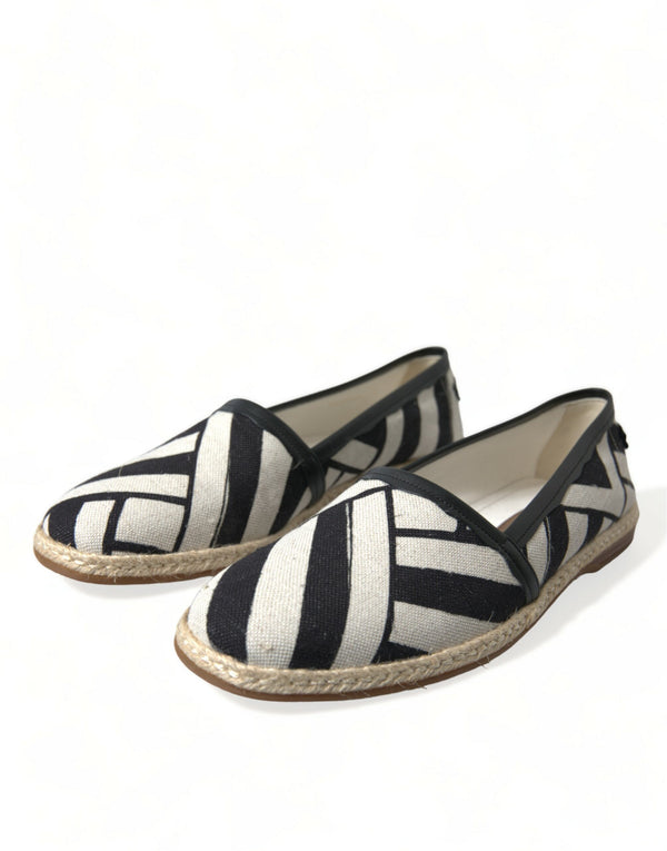 Beige Schwarz Gestreifte Canvas Espadrilles MONDELLO Schuhe