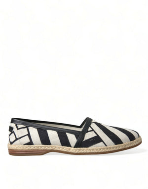 Beige Schwarz Gestreifte Canvas Espadrilles MONDELLO Schuhe
