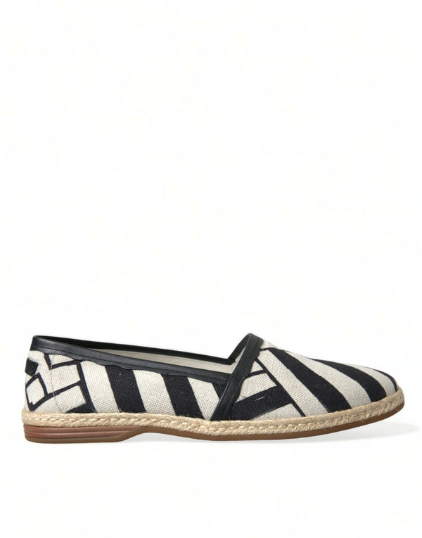 Beige Schwarz Gestreifte Canvas Espadrilles MONDELLO Schuhe