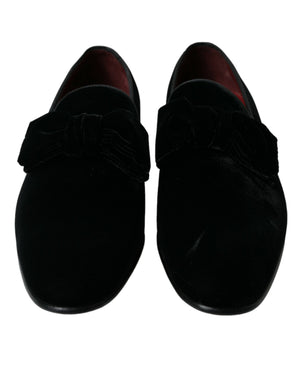 Schwarzer Samt Loafers Formelle Schuhe