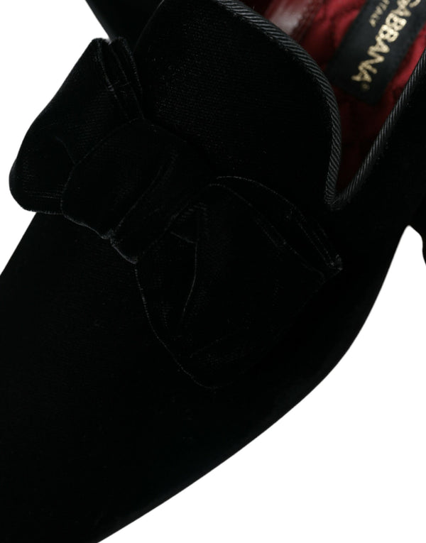 Schwarzer Samt Loafers Formelle Schuhe